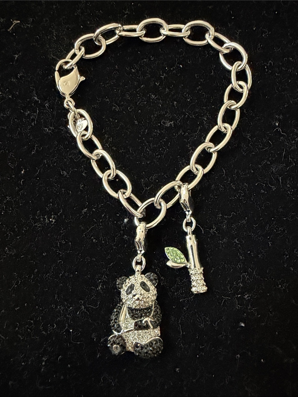 Swarovski 2008 Limited Edition (SCS) Silver Panda Bamboo Charm Bracelet
